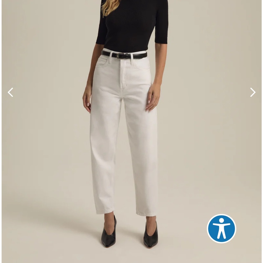 Favorite Daughter the Nikki Mid-Rise Barrel White Jeans